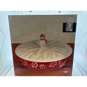 Baum Bros Style-Eyes cherry Snowman Covered Pie Pie Plate/Casserole